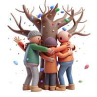 impressive rustic Group Hugging Tree in Forest Transparent Background png