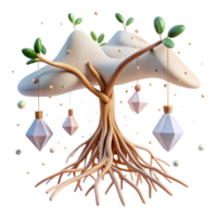 magnificent classic Mangrove Branch with Hanging Roots Isolated Element high quality png
