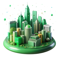 stunning traditional Green City Skyline Side View Transparent Background high resolution png