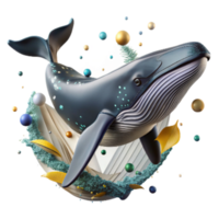 stunning artistic Humpback Whale Silhouette Against Noise Pollution Static Transparent Background authentic png