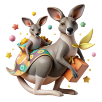 magnificent minimalist Kangaroo with Joey in Pouch Cutout high resolution png