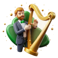 stunning minimalist Irish Harp Player Silhouette with Celtic Design Isolated Element high quality png