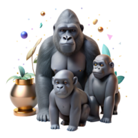serene rustic High Angle Drone Tracking Gorilla Family Transparent premium png