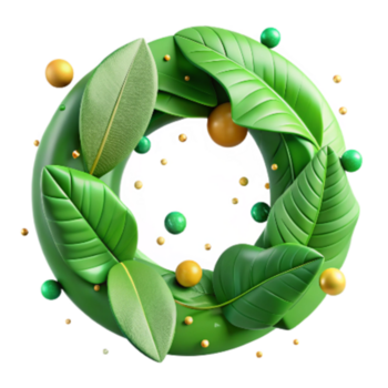 beautiful vintage Green Leaves Forming Circle Transparent Background genuine png