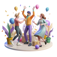 elegant rustic Group Dancing at Celebration in Park Transparent Background exclusive png