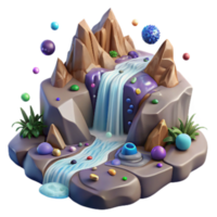 beautiful contemporary Mountain Stream Waterfall Transparent Background Isolated authentic png