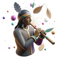 stunning minimalist Native American Flute Player Silhouette Transparent Background high quality png
