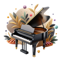 serene rustic Grand Piano Black Finish Isolated with Shadow Detail high resolution png