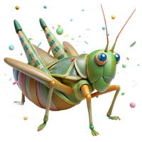vibrant traditional Native Grasshopper Side View Isolated Background Transparent png