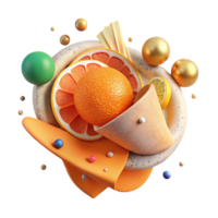 wonderful abstract Orange Slice Isolated with Half View Angle premium png
