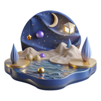 beautiful traditional Moonlight on River Surface Transparent Background Serene Scene premium png