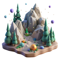 stunning rustic Mountain Landscape with Trees and Lake Cutout Element authentic png