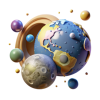 dramatic artistic Planet Earth and Moon Isolated on Transparent Background png