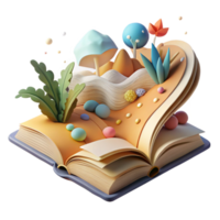extraordinary minimalist Open Book with Nature Scene Inside Isolated genuine png