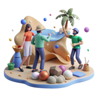 elegant rustic Group Participating in Beach Cleanup Wide Angle Cutout professional png