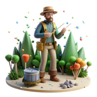 dramatic modern Hunter Setting Snare in Forest Transparent Element authentic png