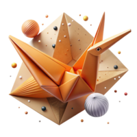 serene traditional Orange Origami Crane Front View Cutout high resolution png