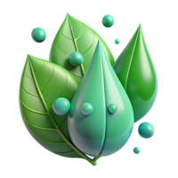 vibrant artistic Green Leaves with Rain Drops Macro View Isolated high resolution png