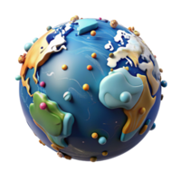 elegant artistic Globe with Ocean Currents Illustrated Isolated Transparent Background png