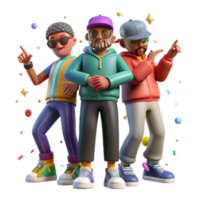 elegant vintage Hip Hop Group Pose Isolated with Sharp Shadows original png