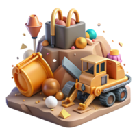 elegant minimalist Mining Equipment Habitat Disruption Isolated Element Realistic Rendering high quality png