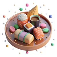 impressive minimalist Plate of Sushi Isolated with Soy Sauce png