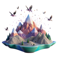 magnificent abstract Migrating Birds Over Mountains Isolated with Scenic View authentic png