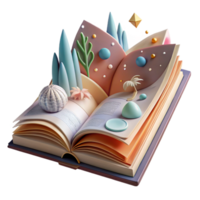 wonderful contemporary Open Book with Nature Scene Inside Isolated genuine png