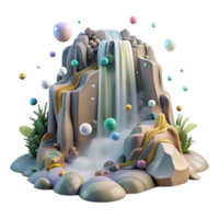 impressive classic Misty Waterfall Base Transparent Background high quality png