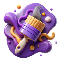 impressive contemporary Purple Paintbrush Cutout with Bristle Detail authentic png