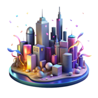 extraordinary classic Nighttime City Skyline with Colorful Lights Isolated Element high quality png