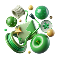 serene artistic Green Energy Symbols Set Transparent Element detailed png