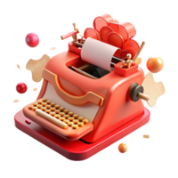 dramatic abstract Red Vintage Typewriter Cutout Transparent Background premium png