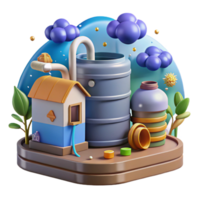 elegant modern Rainwater Harvesting System Cutout Sustainable Practice Isolated authentic png