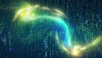 Light trails swirling and evolving over a digital matrix background, creating a captivating abstract animation video