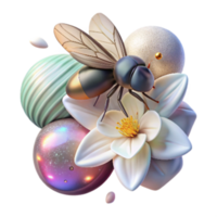stunning creative Hoverfly Near White Flower Isolated Element professional png