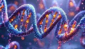 Glowing particles form a rotating dna double helix structure, symbolizing genetic research and biological innovation video