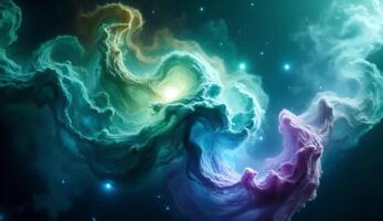 colorida nebulosa nuvens redemoinho e metamorfose dentro a profundidades do espaço, criando uma hipnotizante e celestial cósmico exibição video