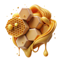 beautiful abstract Honeycomb with Honey Dripping Cutout high resolution png