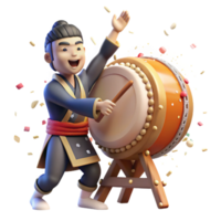 stunning artistic Japanese Taiko Drum Player Powerful Pose Isolated Element authentic png