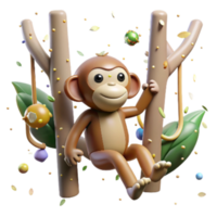 beautiful contemporary Monkey Swinging Through Trees Jungle Background Transparent Background authentic png
