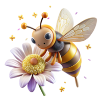 elegant artistic Honeybee Gathering Nectar From Bluebell Transparent Background high resolution png