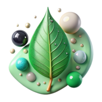 beautiful traditional Green Leaf with Water Droplets Isolated on Transparent Background authentic png
