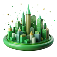 extraordinary abstract Green City Skyline Side View Transparent Background high resolution png