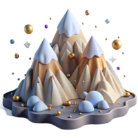 serene minimalist Mountain Range with Snow Capped Peaks with Transparent Background professional png