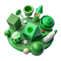 impressive artistic Green Technology Innovation Icons Transparent Background authentic png