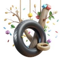 extraordinary minimalist Recycled Tire Swing Hanging From Tree Cutout high quality png