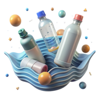 elegant classic Plastic Bottles Floating in Ocean Isolated high quality png