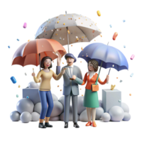 impressive abstract Group Holding Umbrellas Rainy Day Scene Transparent Background exclusive png