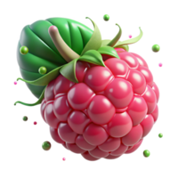 stunning minimalist Raspberry with Green Leaves Transparent Background high resolution png